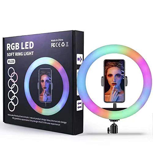 RGB LED Soft Ring Light 10Inch, RGB Flash Ring Light for Camera Smartphone YouTube Video Shooting and Makeup