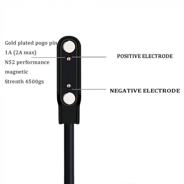 USB Magnetic Charging Cable 2 Pins 0.5 m Compatible with Boult Rover Pro Smart Watch