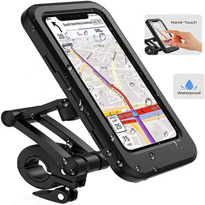Bike Phone Holder Waterproof Mobile Phone Case for Bike Universal Motorcycle Phone Mount Bicycle Handlebar with Sensitive Touch Screen Fit Below 7.2 Smartphone