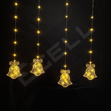 Warm White Christmas Bell Curtain Lights