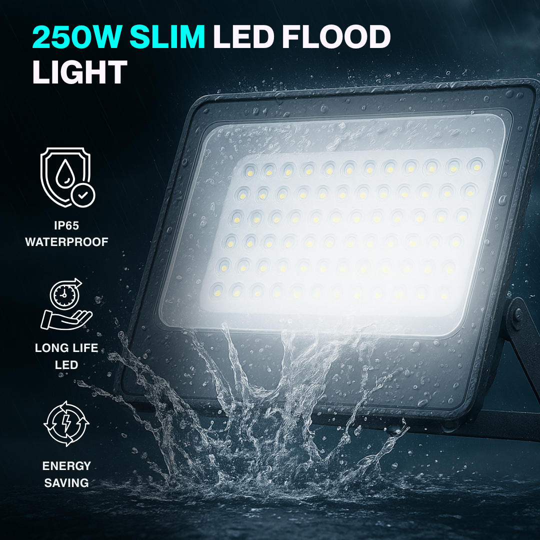 250W Slim LED Flood Light – Ultra Bright &amp; Weatherproof