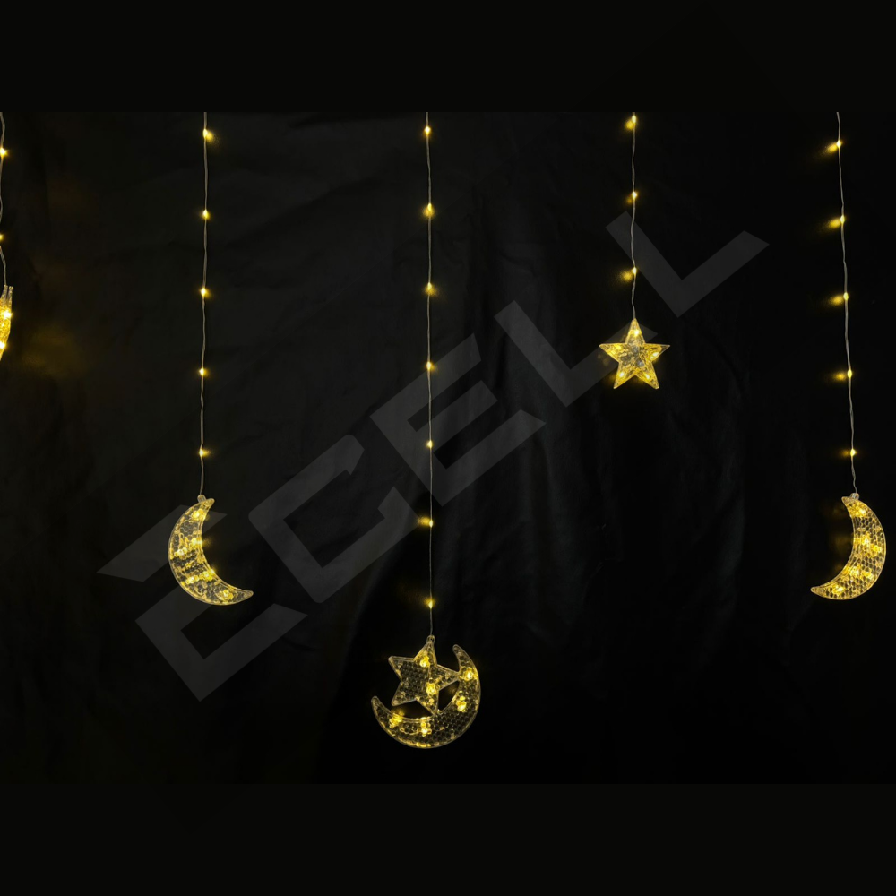 Warm White Moon-Star Curtain Light