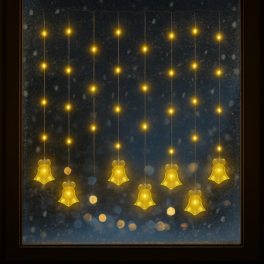Warm White Christmas Bell Curtain Lights