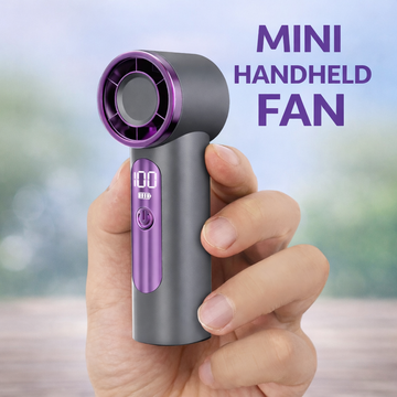 TINNY Mini Fan Rechargeable Pocket Fan with Digital LED Display & Powerful 6 Speed Cooling