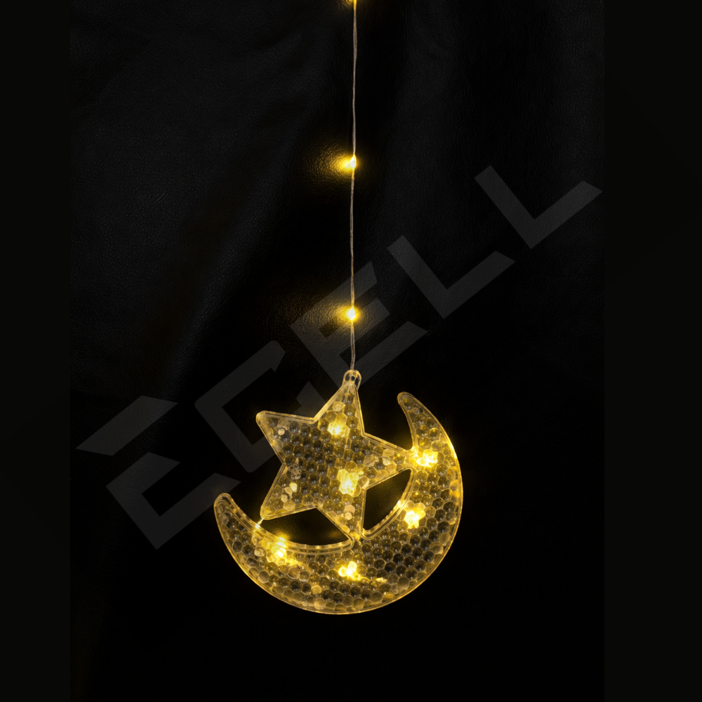 Warm White Moon-Star Curtain Light