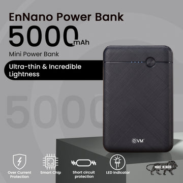 ECellStreet EVM EnNano Lithium_Polymer Power Bank 5000MAH with Micro USB Cable Compatible with All Kind of Smartphone and Other Devices (Black)