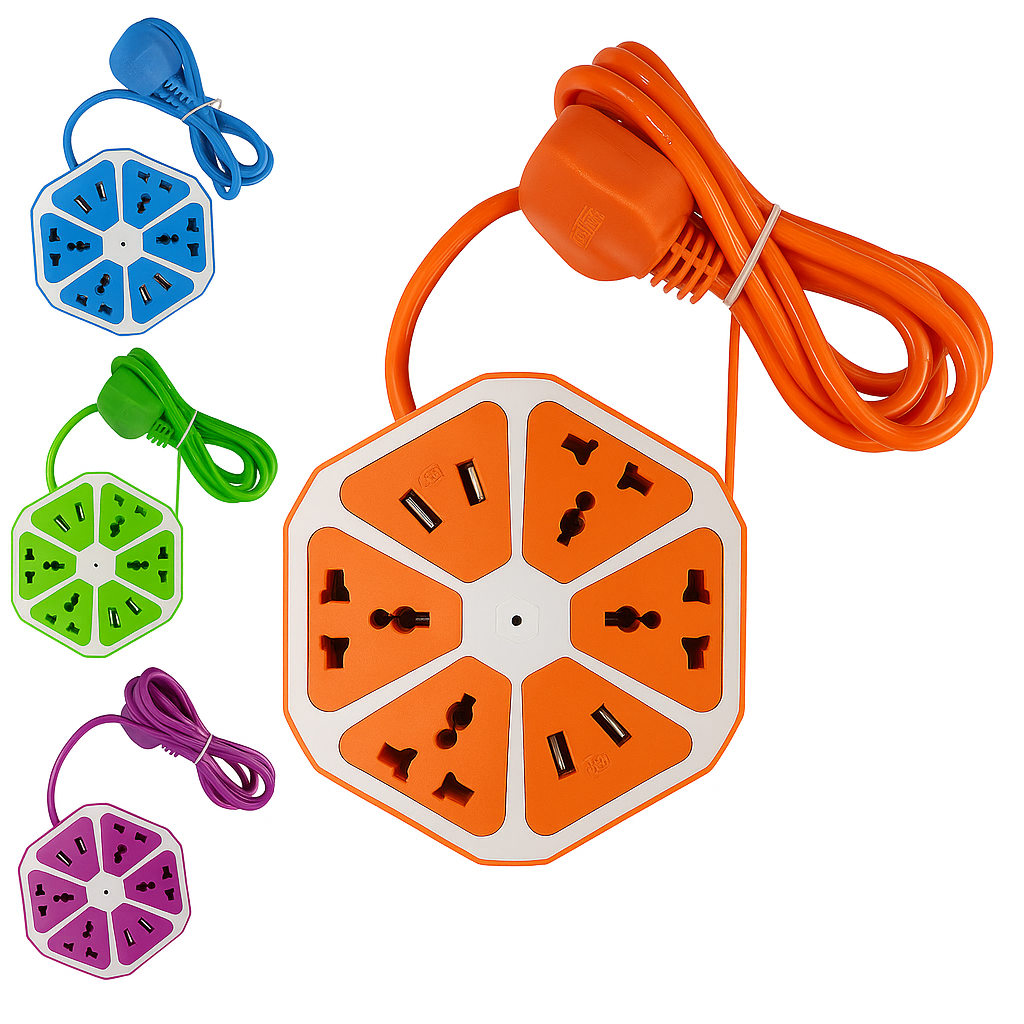 6-Port USB Socket with Cable Charging Pad Dock