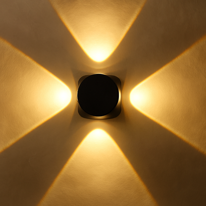 12W Matt Black 4-Way LED Wall Light – Warm White