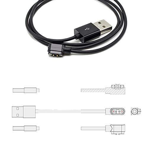 USB 2Pin Magnetic Charging Cable Compatible with Sens Edyson Smart Watch (Black)