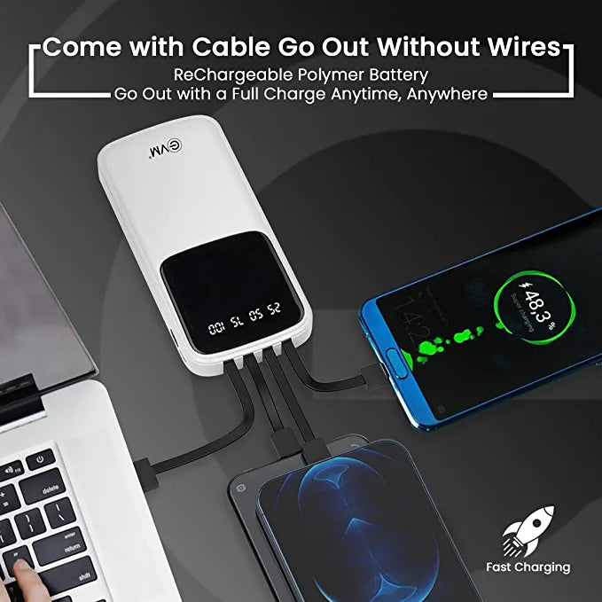 Power Bank 10000mAh with 4 Built-in Charging Cables