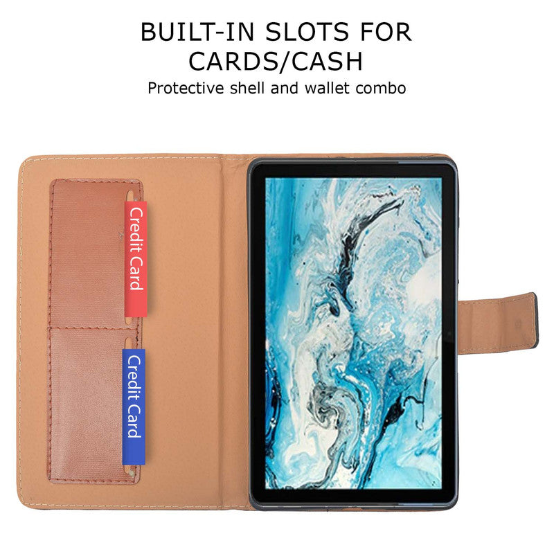 Protective Leather Case with Viewing Stand and Card Slots Flip Cover for Motorola Moto Tab G62 10.6 inch Tablet