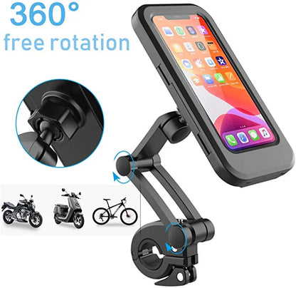 Bike Phone Holder Waterproof Mobile Phone Case for Bike Universal Motorcycle Phone Mount Bicycle Handlebar with Sensitive Touch Screen Fit Below 7.2 Smartphone