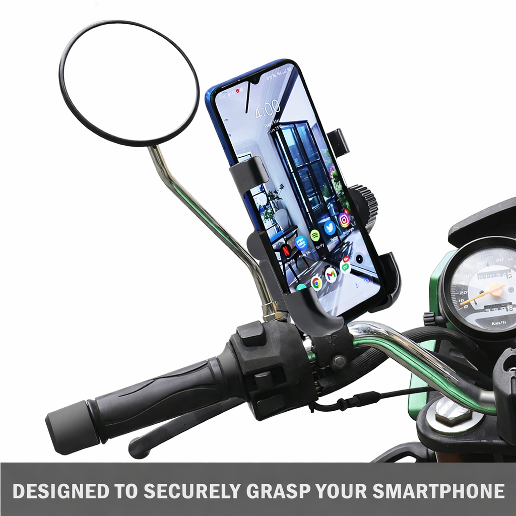 Mobile Holder With USB Charger (Handlebar Mount)