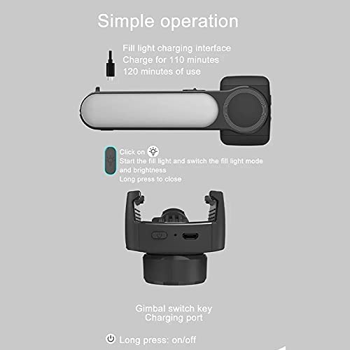 Foldable Mini Handheld Selfie Stick Tripod Smartphone 1-Axis Gimbal Stabilizer with Multifunction Remote 360?Automatic Rotation for iPhone Android