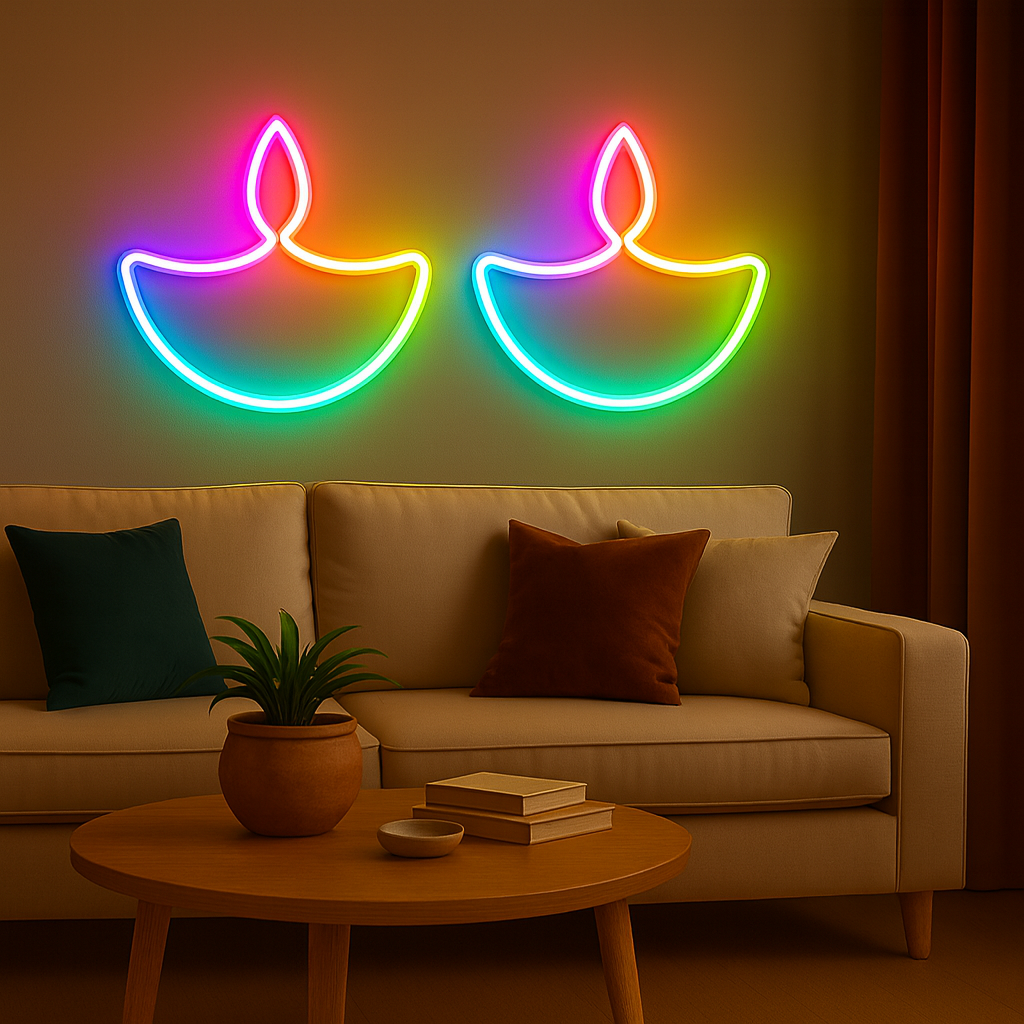 Multicolour Neon Diya LED Light