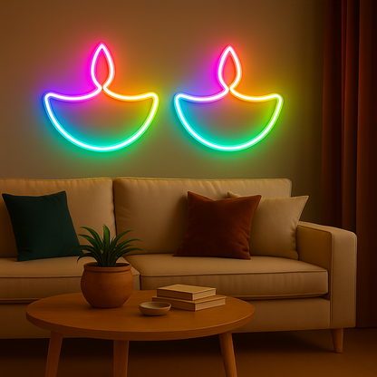 Multicolour Neon Diya LED Light