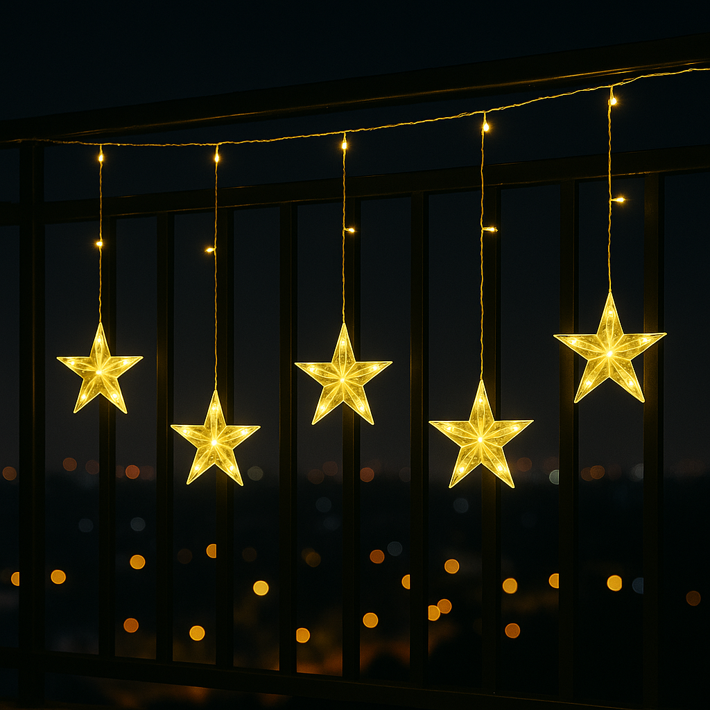 Warm White Star Curtain Lights