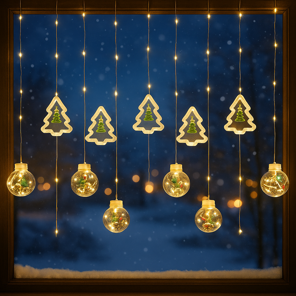 5+5 Ball and Tree Warm White Christmas LED Decorative Lights