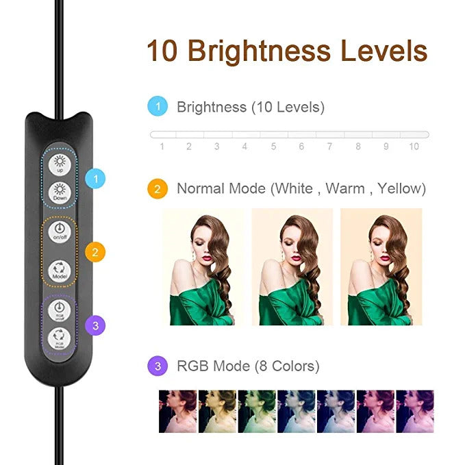 RGB LED Soft Ring Light 10Inch, RGB Flash Ring Light for Camera Smartphone YouTube Video Shooting and Makeup
