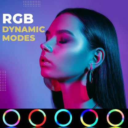 RGB LED Soft Ring Light 10Inch, RGB Flash Ring Light for Camera Smartphone YouTube Video Shooting and Makeup