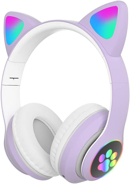 Kids Cat-Ear Bluetooth Headphones (LED, Mic,Wireless)