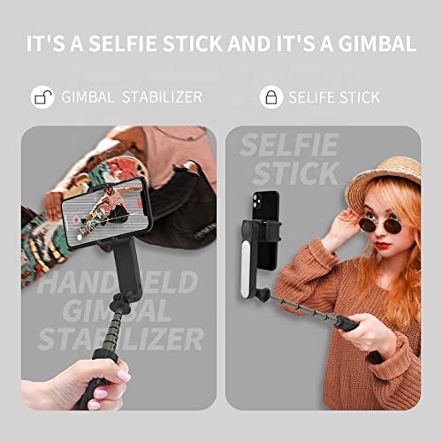 Foldable Mini Handheld Selfie Stick Tripod Smartphone 1-Axis Gimbal Stabilizer with Multifunction Remote 360?Automatic Rotation for iPhone Android