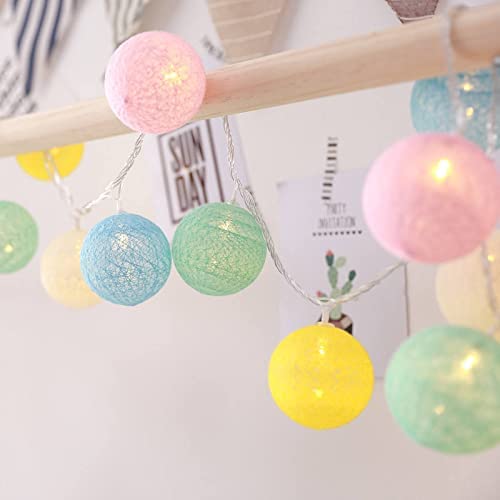 Fairy Cotton Ball Lights 10 LED Battery Powered String Light