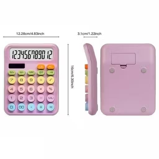 Cute Desktop Calculator with Large LCD Display, Soft Bubble Keys, GT & AC Buttons – Perfect for Study, Office & Home Use