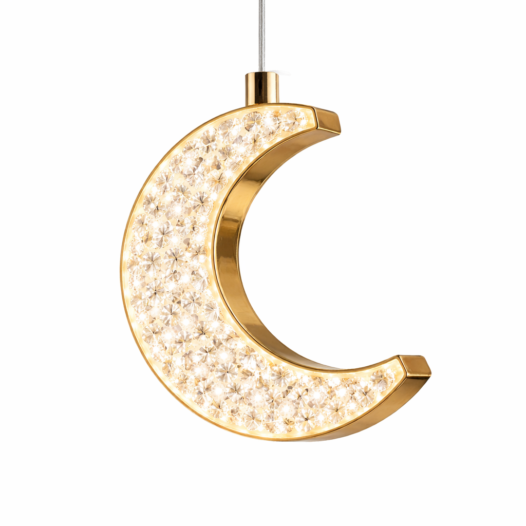 Crystal Crescent Moon Pendant Light — Single Piece (1 Ft)