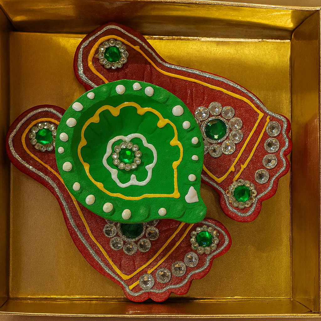 ShreeKriti™ Charan Paduka Stoneware Diyas- Pack of 4