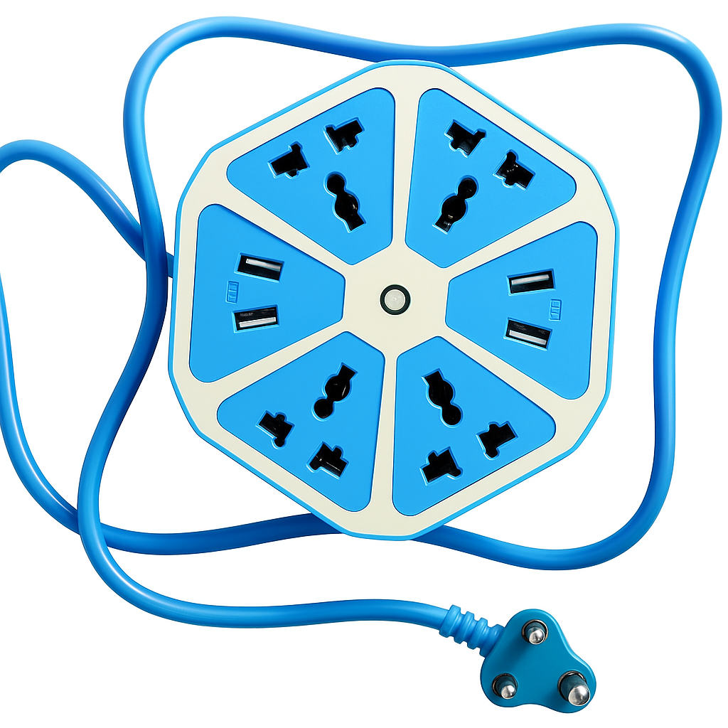 6-Port USB Socket with Cable Charging Pad Dock