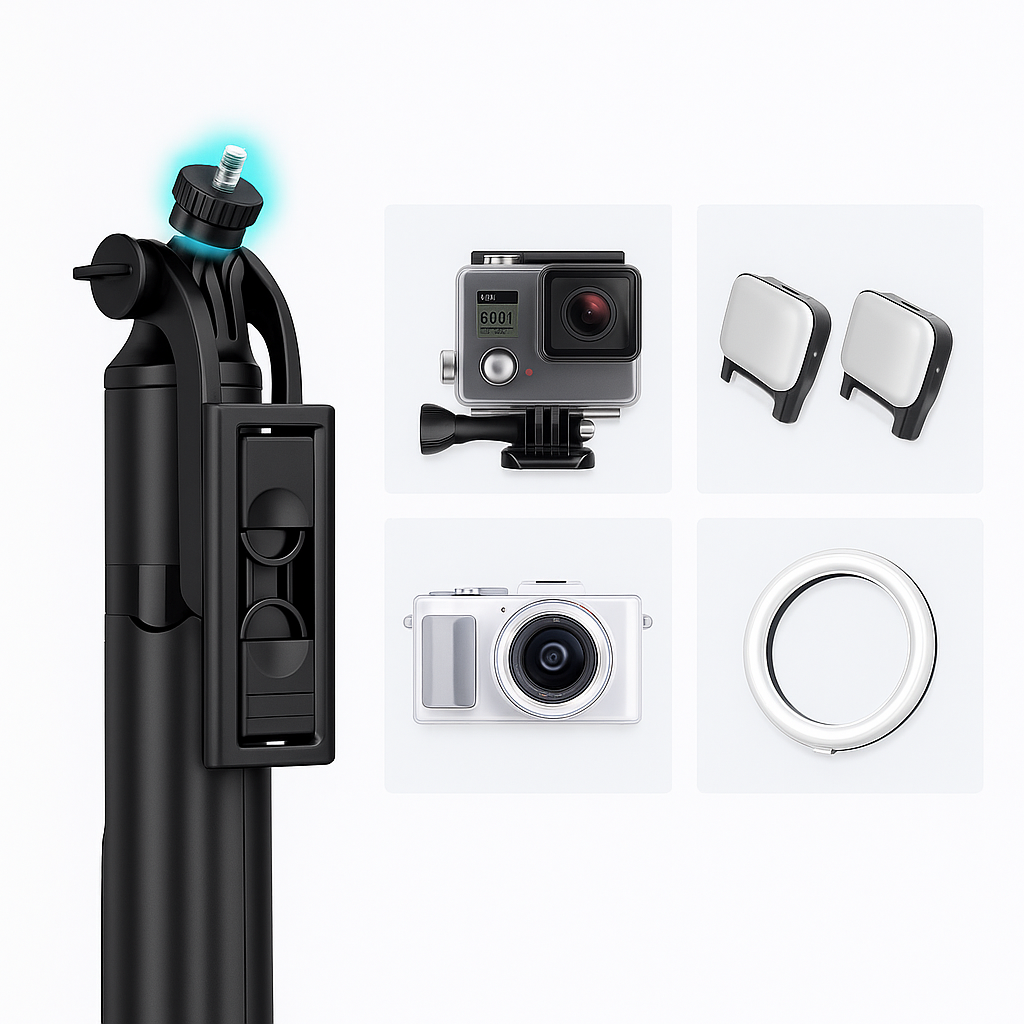 Lightweight Selfie Stick Tripod Bluetooth Remote 360