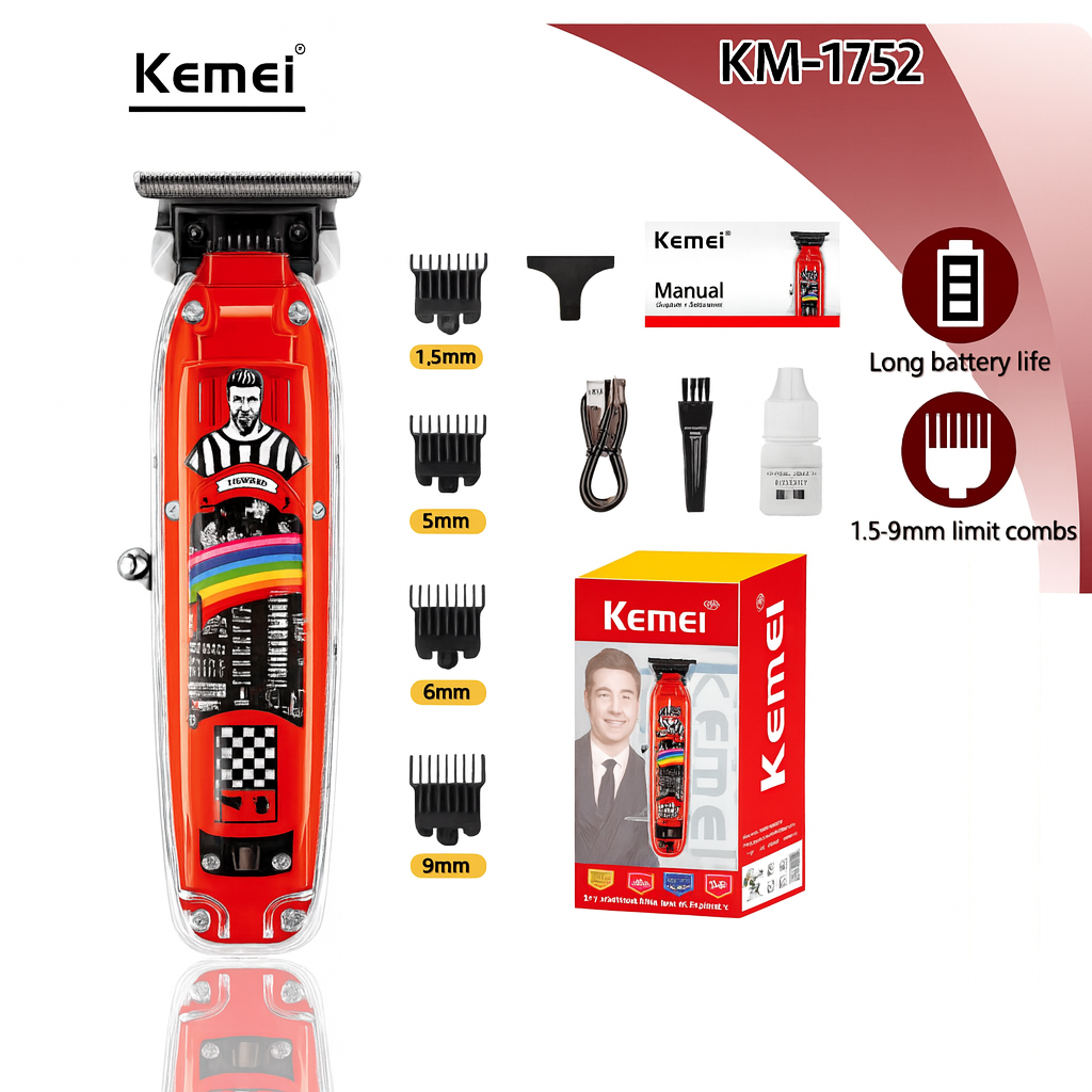 Kemei TitanTrim Professional Hair Trimmer | LCD Display | USB Rechargeable | Cordless