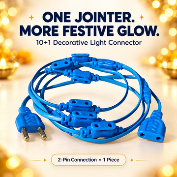 2-Pin 10+1 LED Strip & Rice Light Jointer Connector with Female Plug Cable for Diwali Decorative Lights (1 Piece)