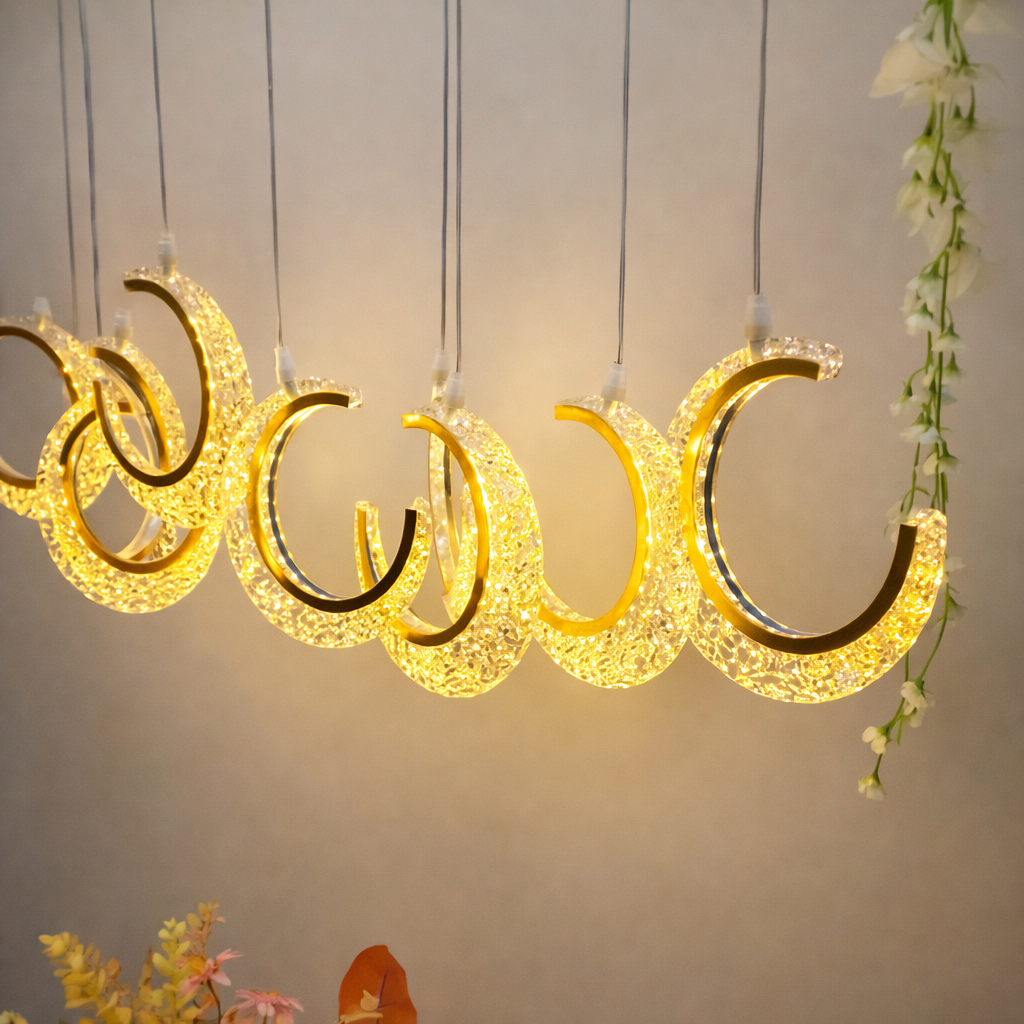 Crescent Moon Crystal Pendant Light —(1 Ft)
