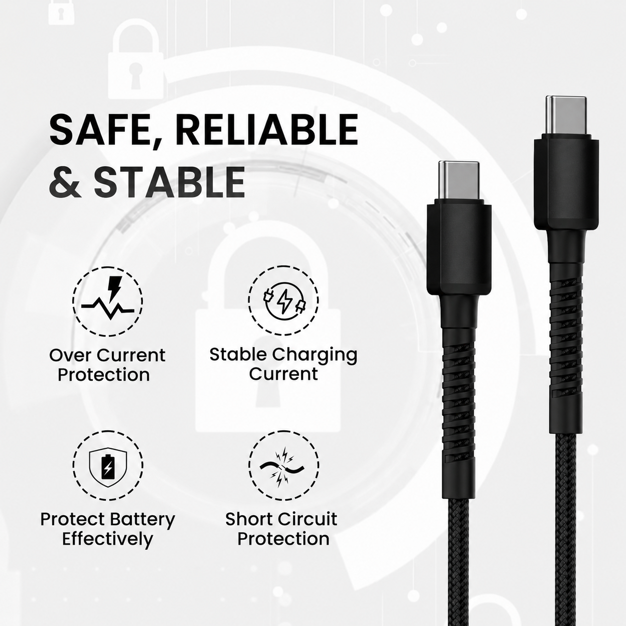 2 Meter Fast Charging & Data Sync Braided Cable