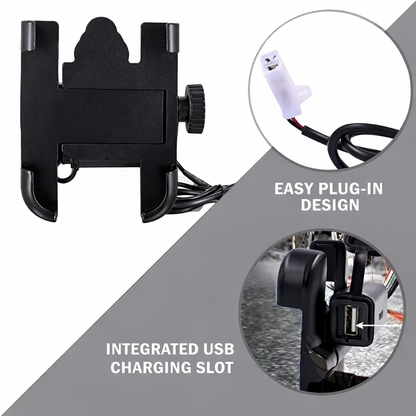 Mobile Holder With USB Charger (Handlebar Mount)