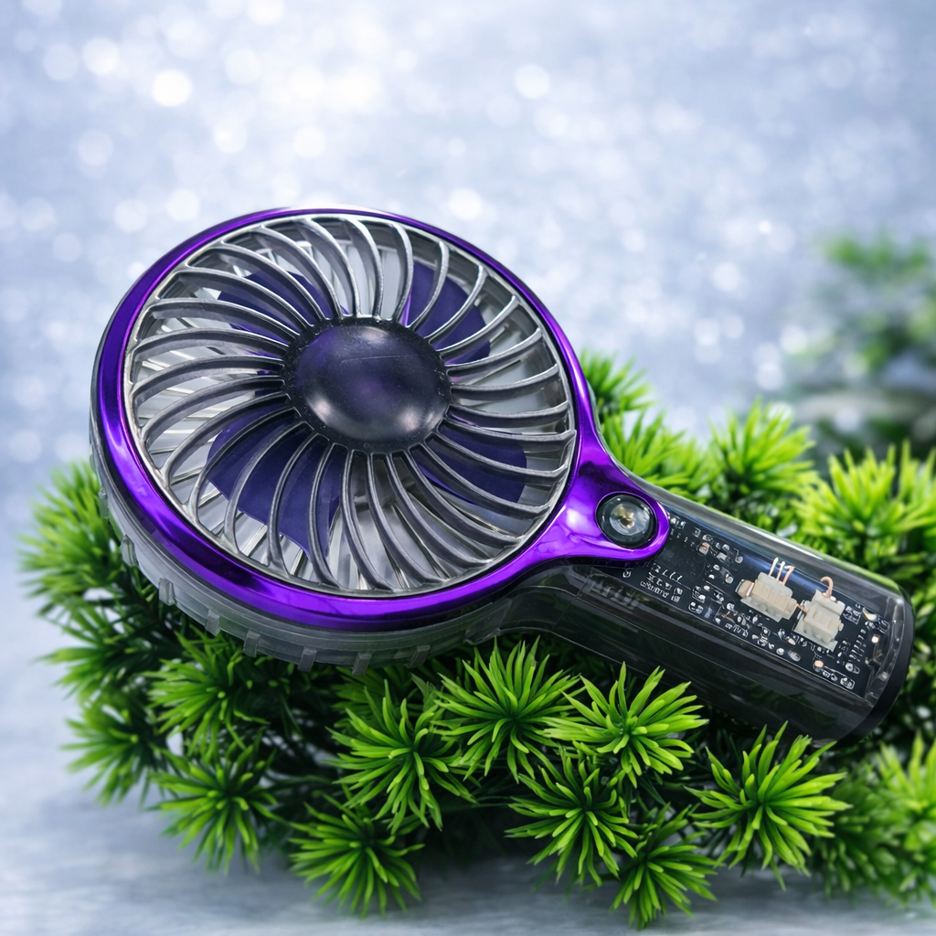 CRYSTAIRE Transparent Portable Mini Fan with 5 Adjustable Speeds, Rechargeable Cooling Fan for Travel & Office