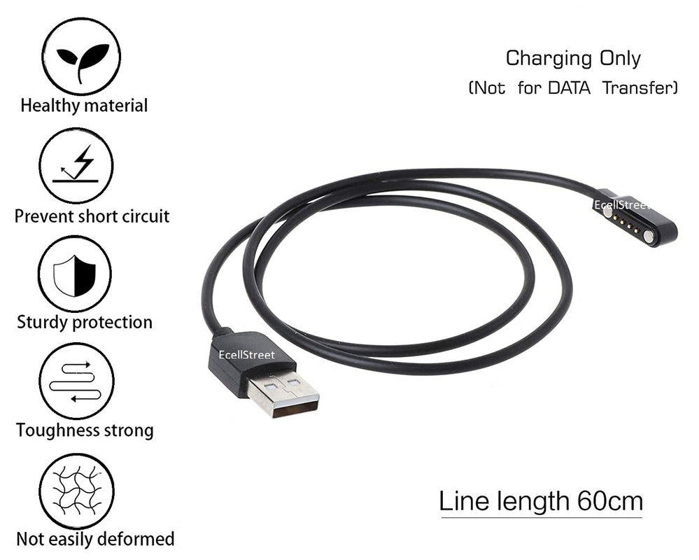 USB Magnetic 4 pin Charger Compatible with Fire-Boltt Rock Smart Watch
