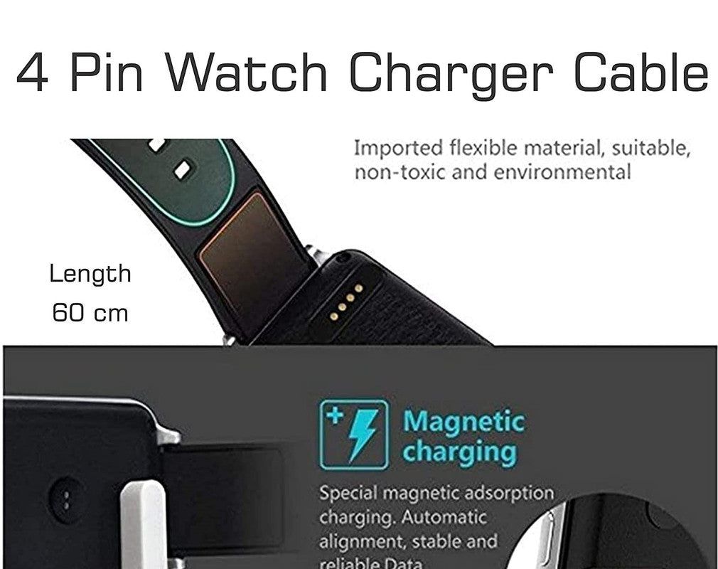 USB Magnetic 4 pin Charger Compatible with Fire-Boltt Rock Smart Watch