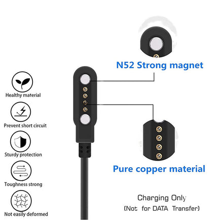 USB Magnetic 4 pin Charger Compatible with Fire-Boltt Talk Ultra Smart Watch