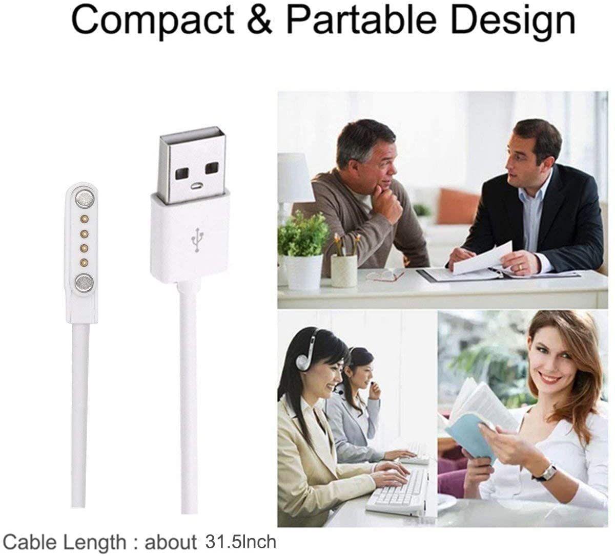 USB Magnetic 4 pin Charging Cable Compatible with Fire-Boltt Infinity Smart Watch