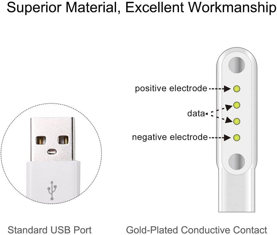 USB Magnetic 4 pin Charger For Smart Watch Charging Cable Compatible with BeatXP Marv 1.85" HD Screen Ultra Thin Bezel One-Tap BT 5.3 Calling Smart Watch