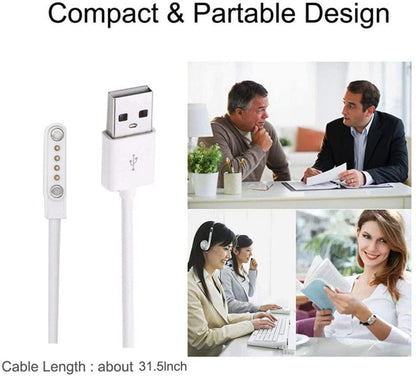 USB Magnetic 4 pin Charger For Smart Watch Charging Cable Compatible with Ticwatch S/E