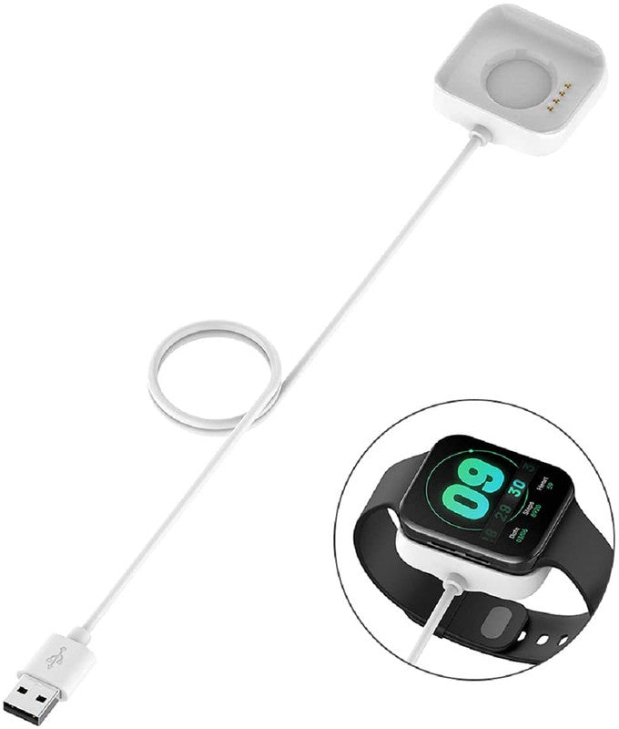 USB Dock Charging Cable Cord Charger, Cradle Dock Adapter Charger for Oppo Watch 1.6 inches (41mm) - White [COM-12]