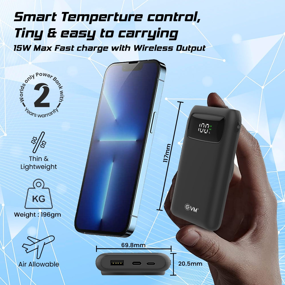 Power Bank 10000mAh Wireless 15W Qi Fast Charge