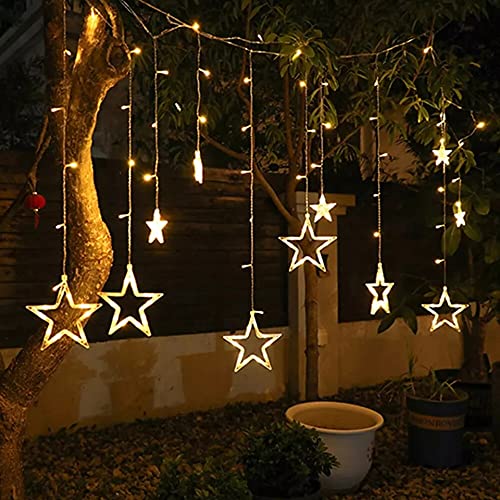 Warm White 6 Star Curtain Lights 2