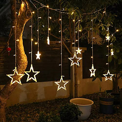 Warm White 6 Star Curtain Lights 2