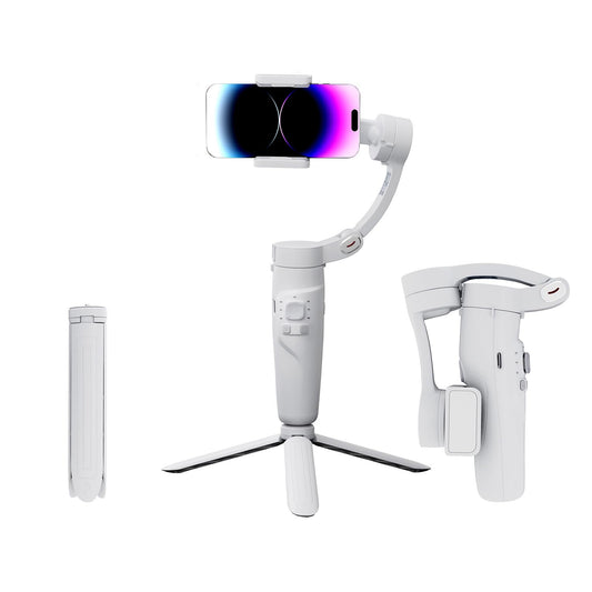 Amazon Basics Foldable 3-Axis Gimbal Stabilizer | Advanced Gyroscope | Shake-Free Footage | Object Tracking | Panoramic, Time-Lapse & Slow-Motion | 2500mAh Battery | Ideal for Vlogging (Light Grey)