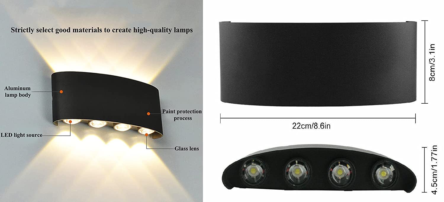 Groeien Modern Wall Lamp 8W Indoor Up Down Wall Light Light Hallway Wall Sconce for Home-Warm White (1)(wired_electric, Aluminium)